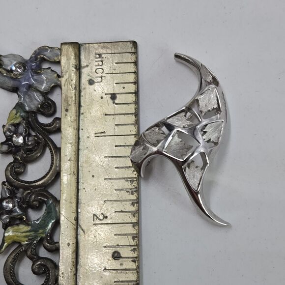 Vintage Crown Trifari Atomic MCM Unique Brooch Abstract Pointed Silver Tone - Picture 5 of 5